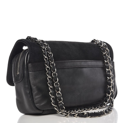 Chanel Suede Lambskin Square Stitched CC Flap Bag Black 4 of 13