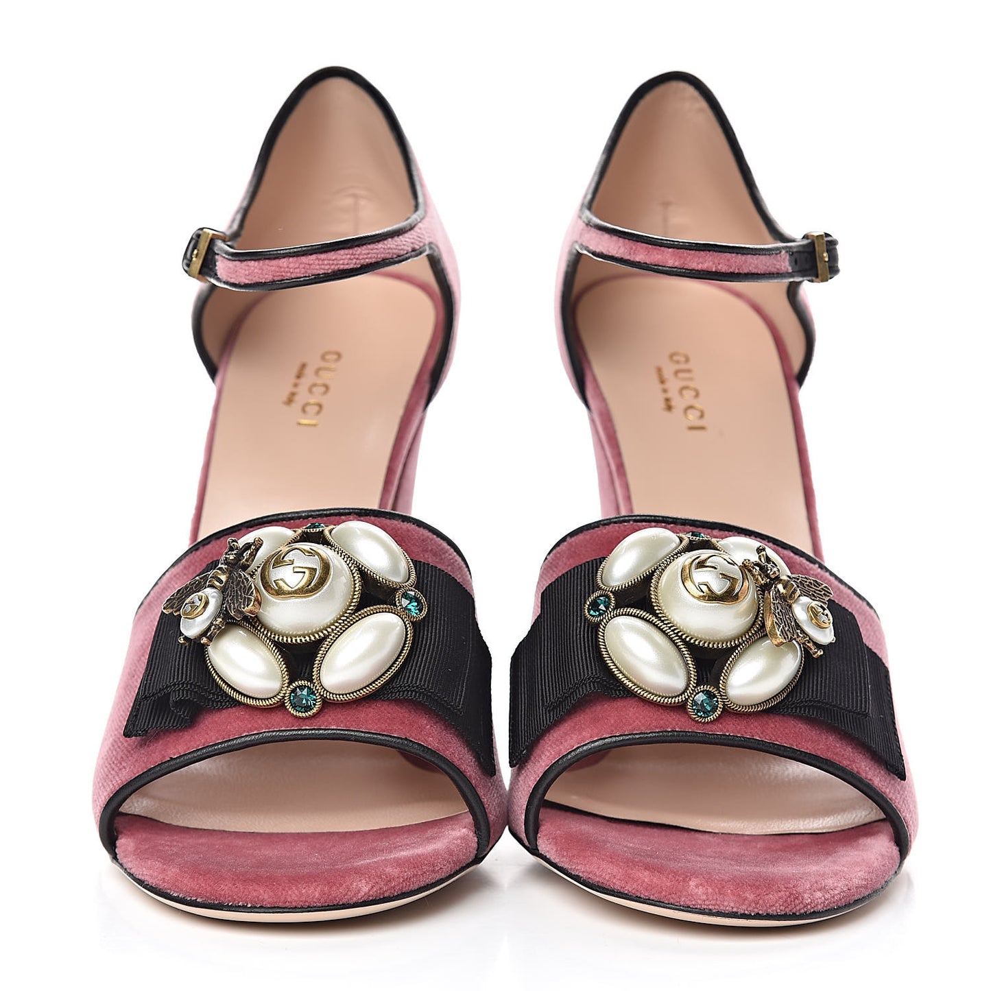 Velvet Pearl Bee Embellished Sandals 39.5 Tibet Red