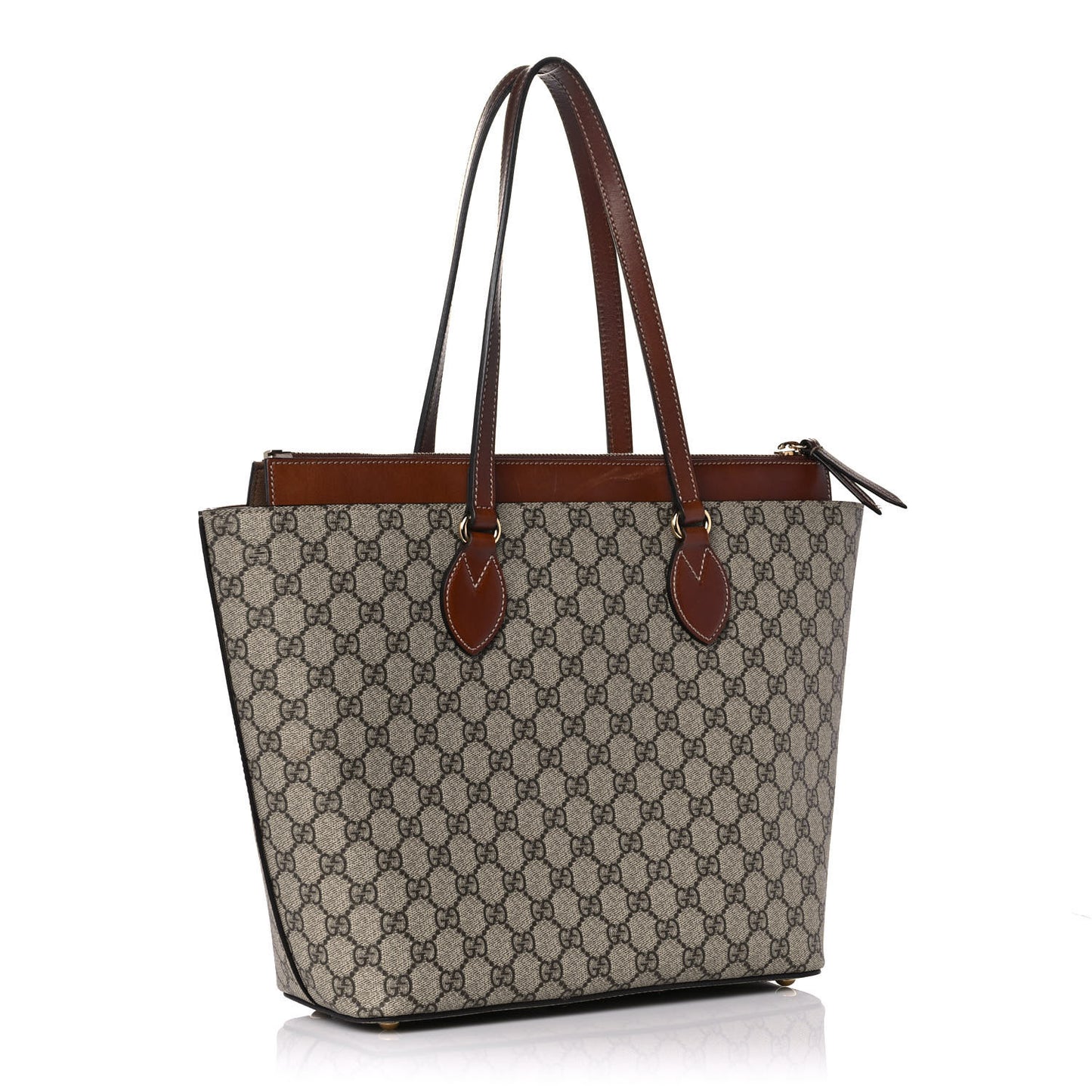 GG Supreme Monogram Medium Zippered Bucket Tote Beige Tuscany