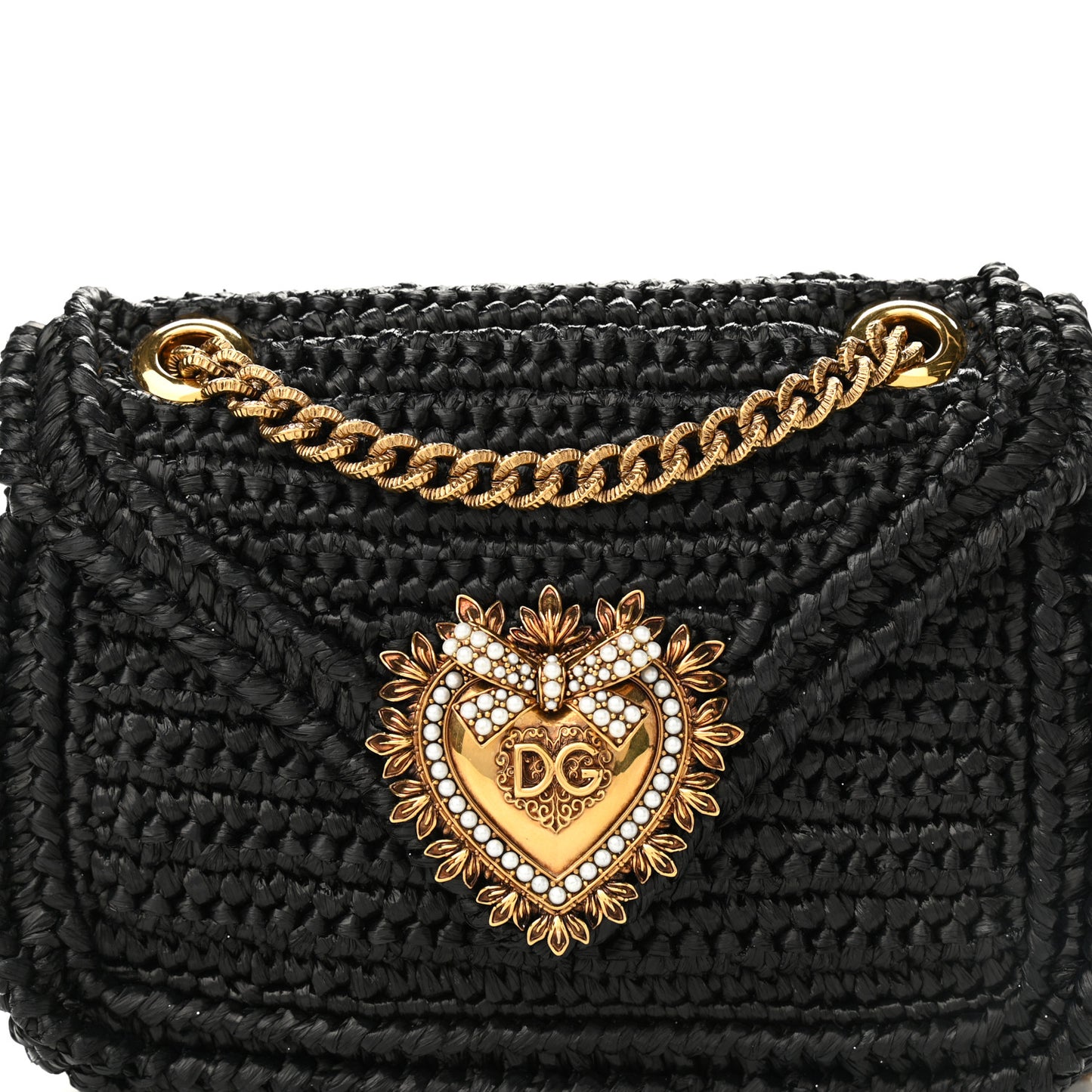 Raffia Woven Devotion Envelope Shoulder Bag Black