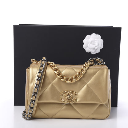 Chanel Metallic Goatskin Quilted Medium 19 Flap Gold 10 of 10