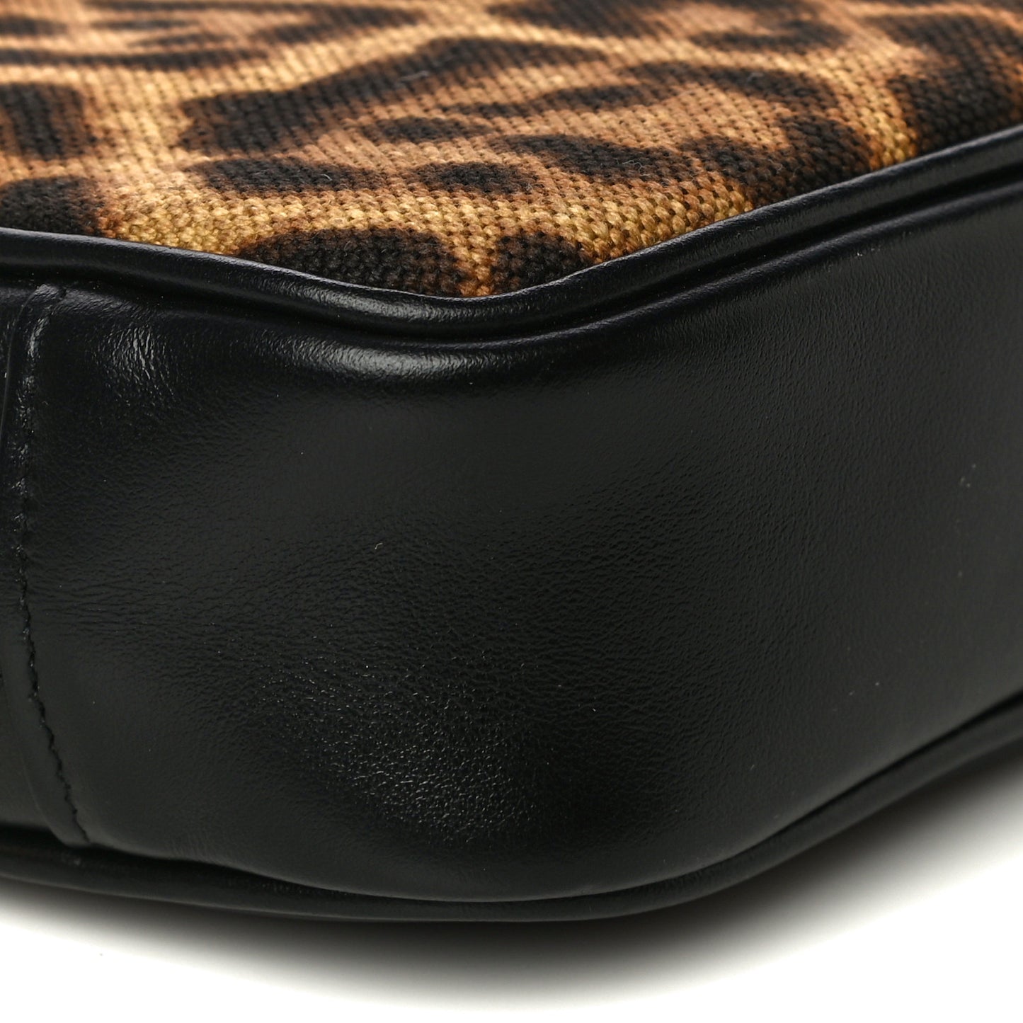 Canvas Calfskin Leopard Print Monogram Mini Lou Camera Bag Brown