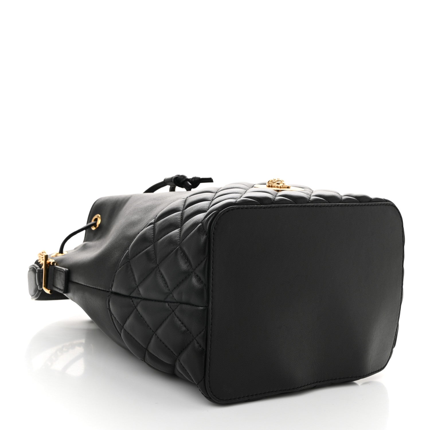 Versace Nappa Quilted Medusa Top Handle Bucket Bag Black 4 of 9