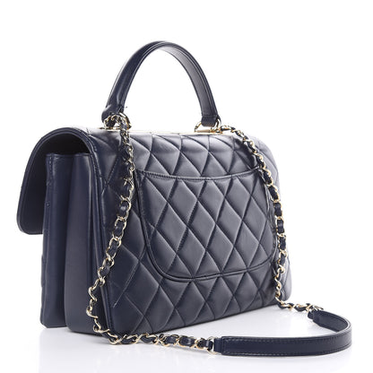 Chanel Lambskin Quilted Medium Trendy CC Flap Dual Handle Bag Navy Blue 3 of 14