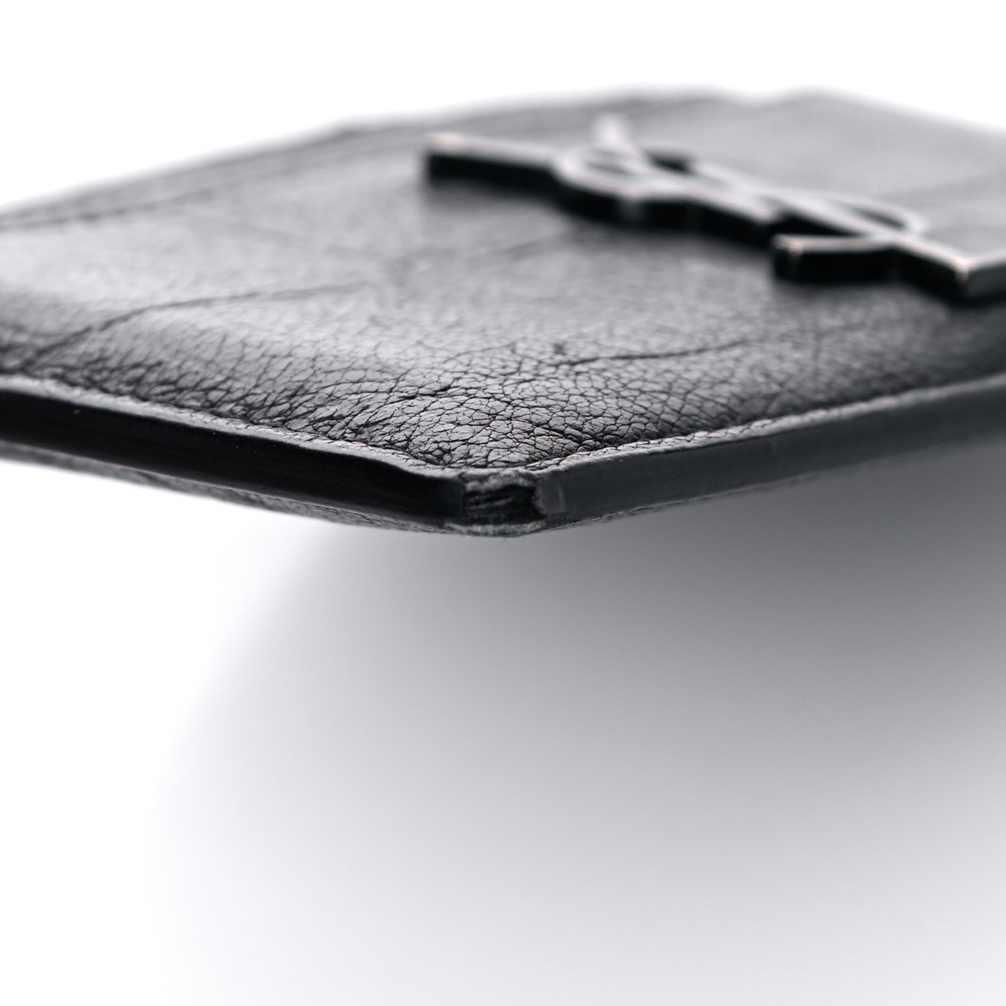 Calfskin Crocodile Embossed Monogram Credit Card Case Black