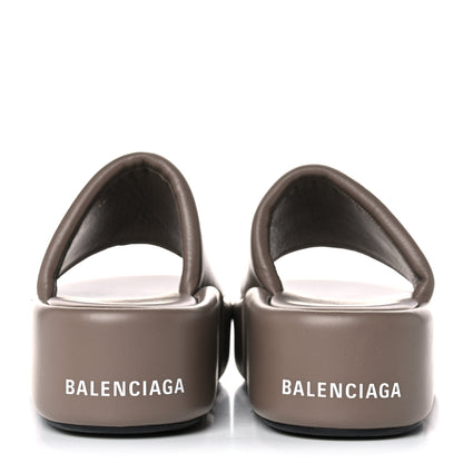 Balenciaga Smooth Nappa Logo Rise Platform Sandals 38 Beige White 5 of 10