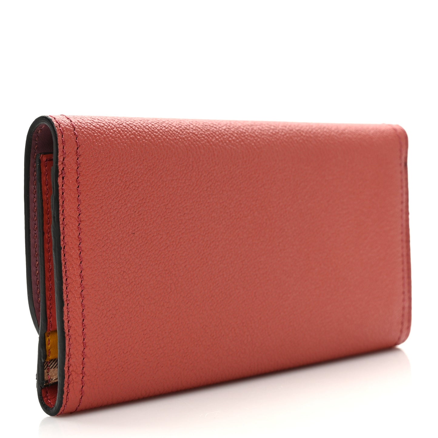 Soft Grain Calfskin Haymarket Flap Wallet Cinnammon Red Multicolor