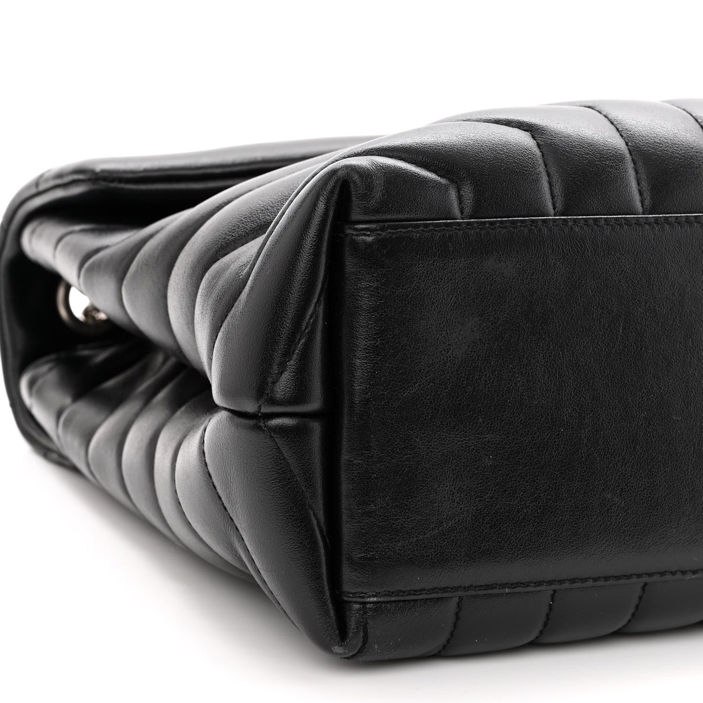 Calfskin Y Quilted Monogram Medium Loulou Chain Satchel Black