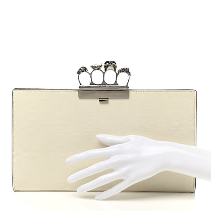 Alexander McQueen Calfskin Lizard Embossed Knuckle Flat Clutch White 2 of 6