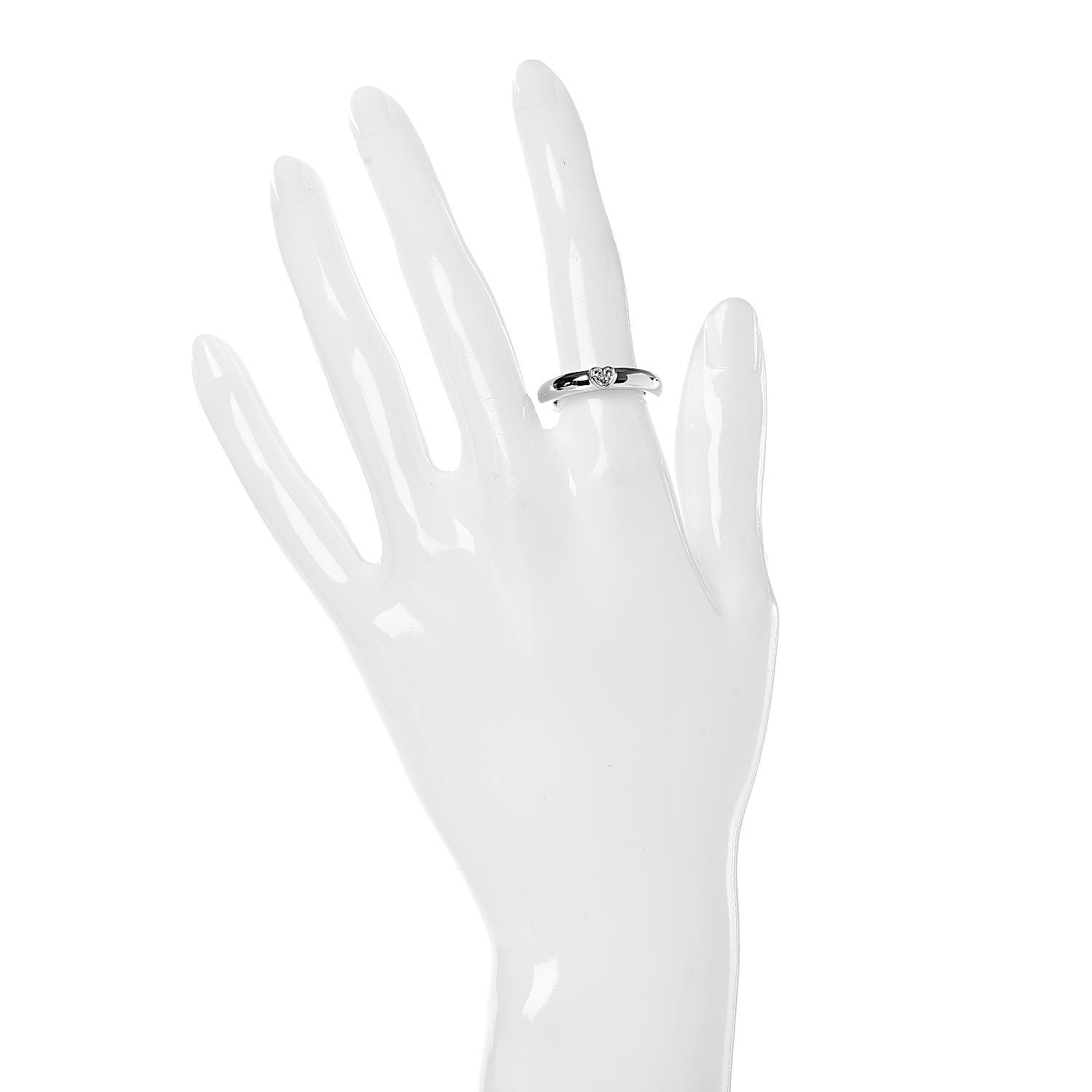 Tiffany 18K White Gold Diamond Heart Band Ring 50 5.25 2 of 4