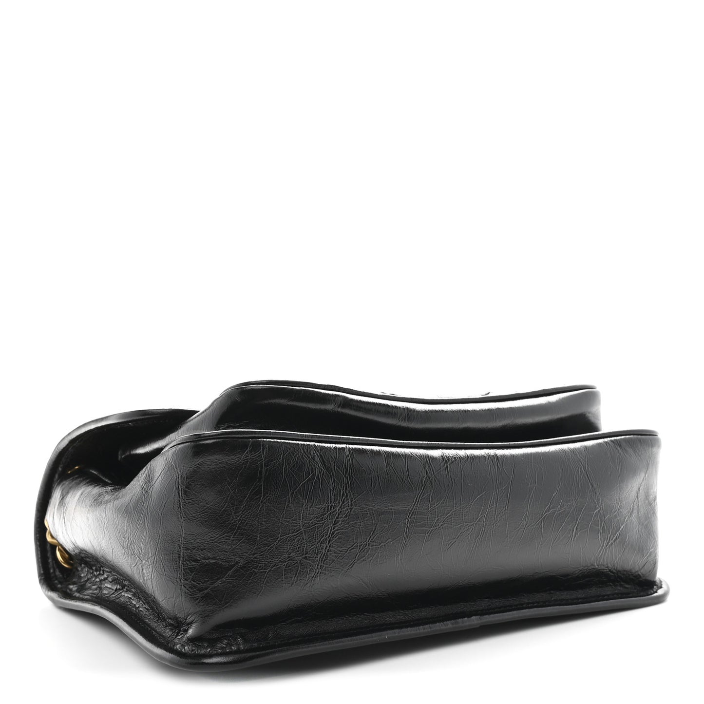 Crinkled Calfskin Matelasse Monogram Medium Niki Chain Satchel Black