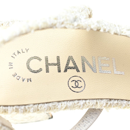 Chanel Tweed Cap Toe CC Slingback Pumps 37 Ivory Black 9 of 9