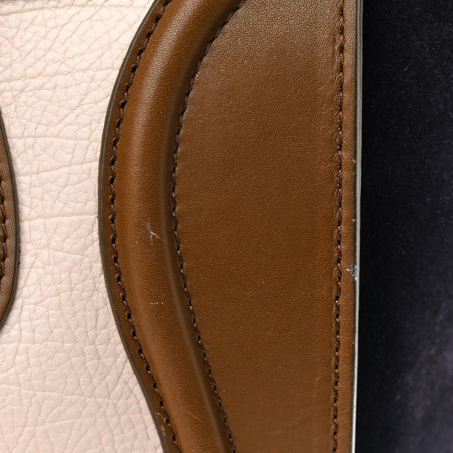 Textured Calfskin Suede Tri-color Mini Luggage Cream