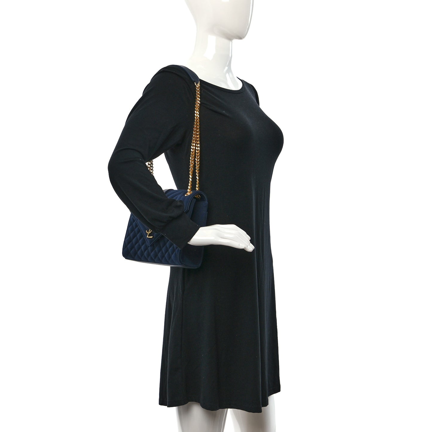 Canvas Calfskin Mixed Matelasse Triquilt Medium Monogram Satchel Deeply Blue