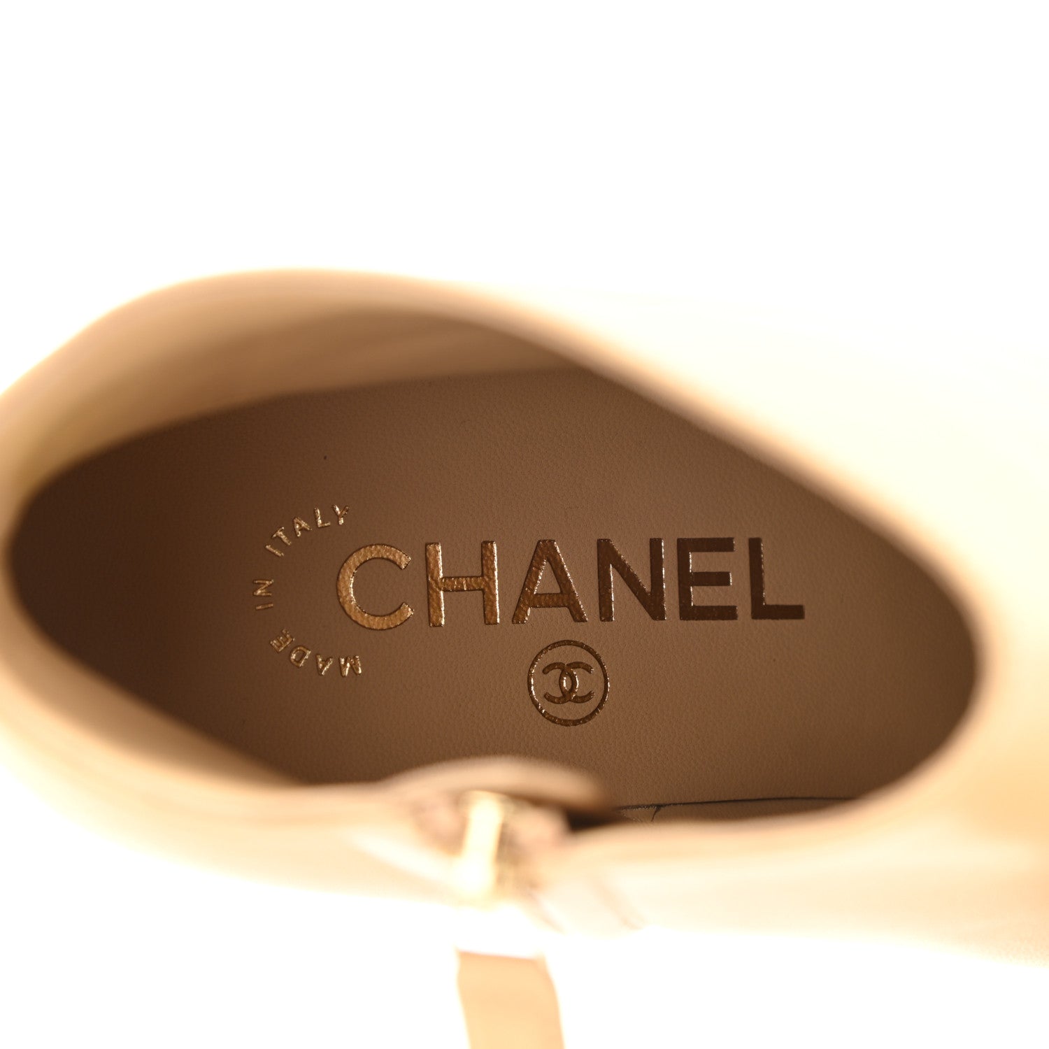 Chanel Lambskin Grosgrain Cap Toe Short Ankle Boots 37.5 Beige Black 7 of 9