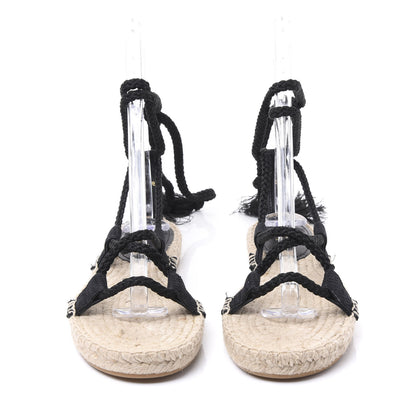 Christian Dior Embroidered Cotton Diorexpress Sandal 38 Black 3 of 8