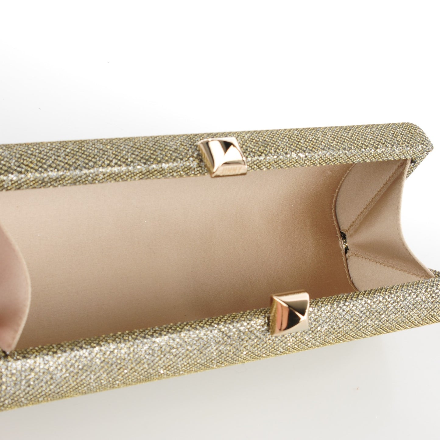 Lame Glitter Charm Clutch Light Bronze