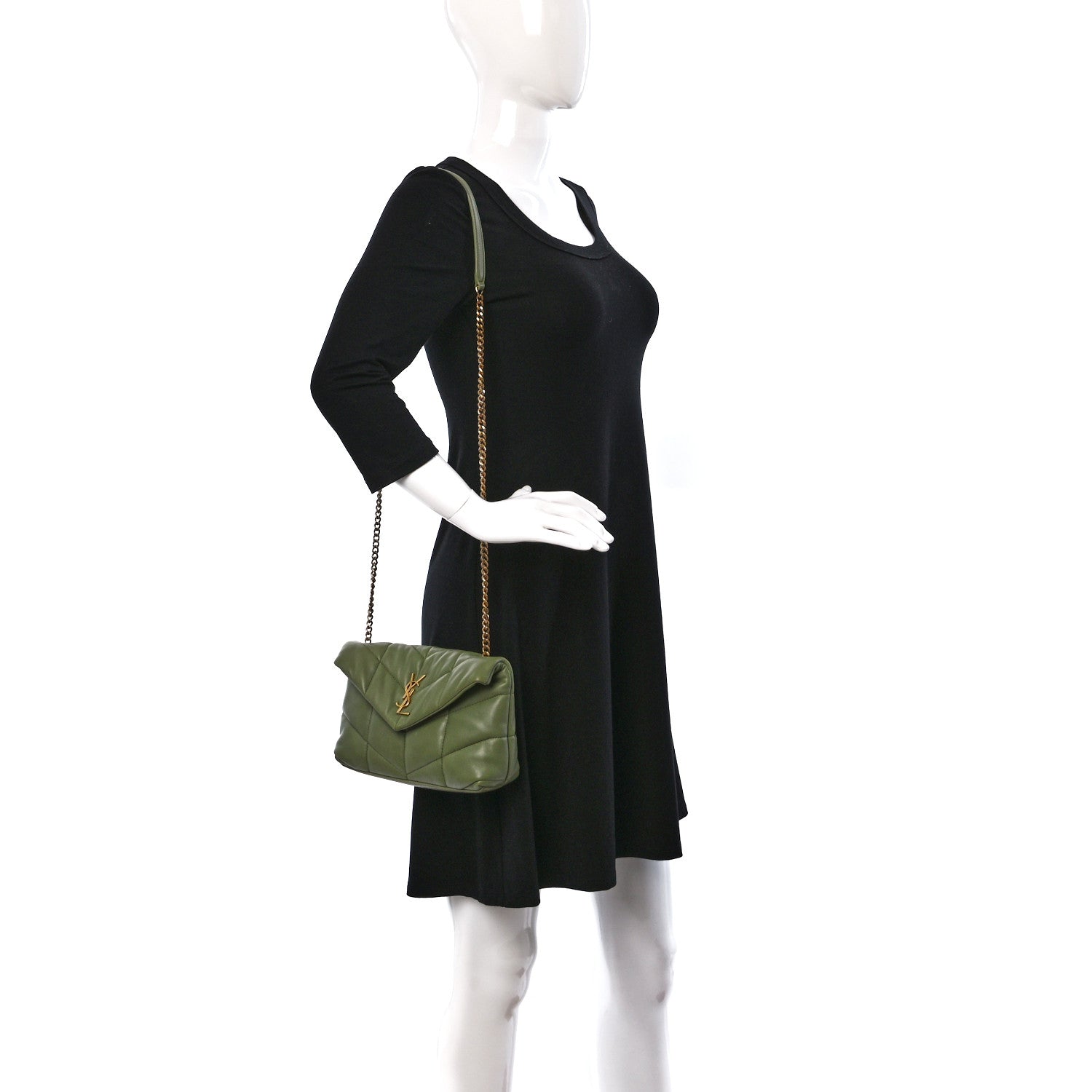 Saint Laurent Lambskin Quilted Toy Loulou Puffer Monogram Chain Satchel Light Pistache 2 of 10