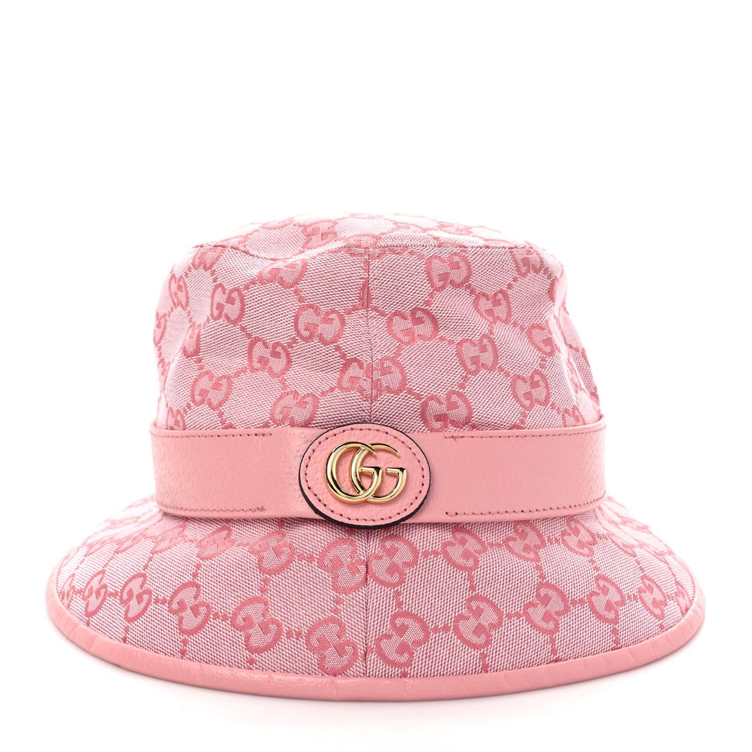 Gucci Monogram Textured Dollar Calfskin GG Jago Bucket Hat M Soft Cotton Candy Dark Cotton Candy 3 of 11