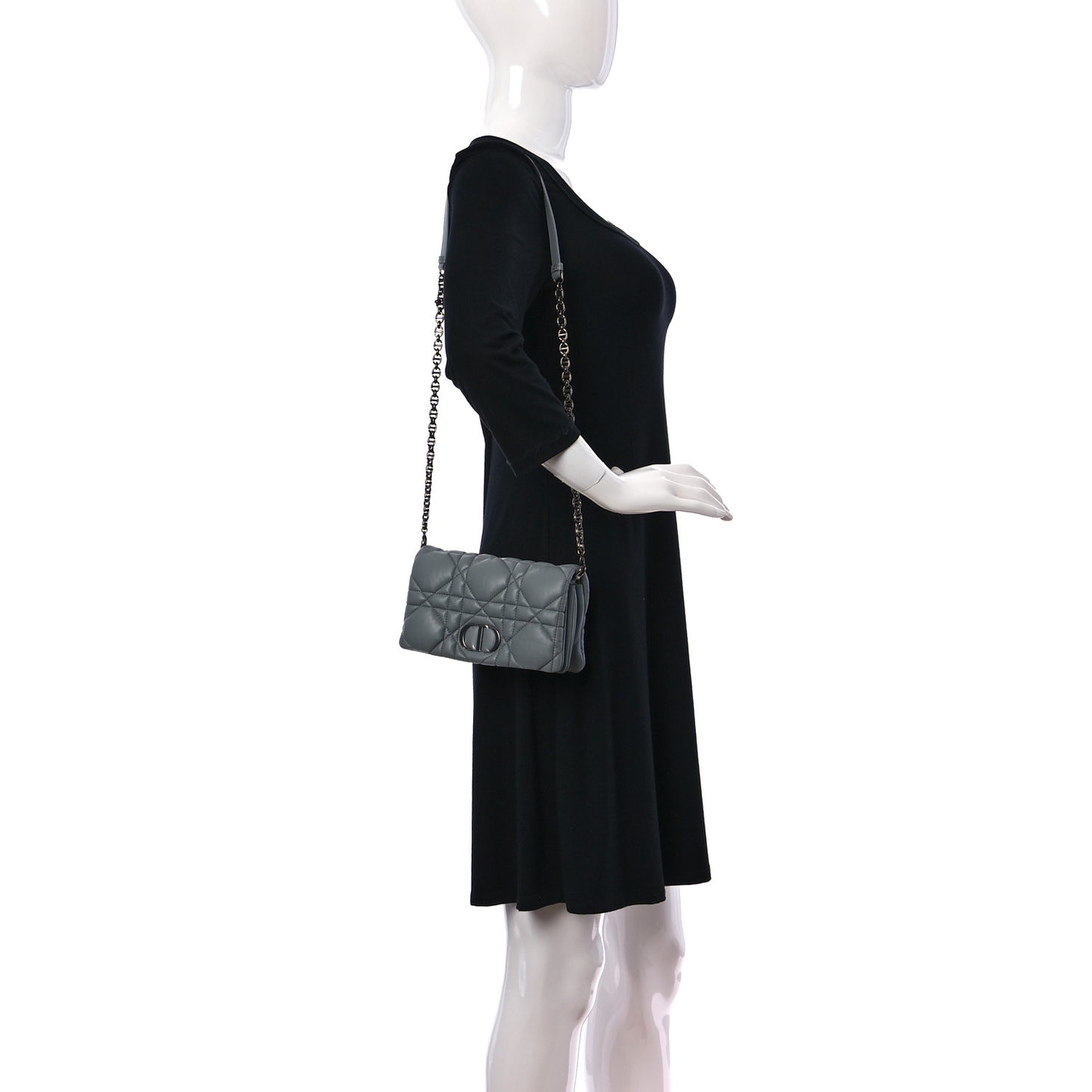 Calfskin Macrocannage Mini Caro Bag Grey