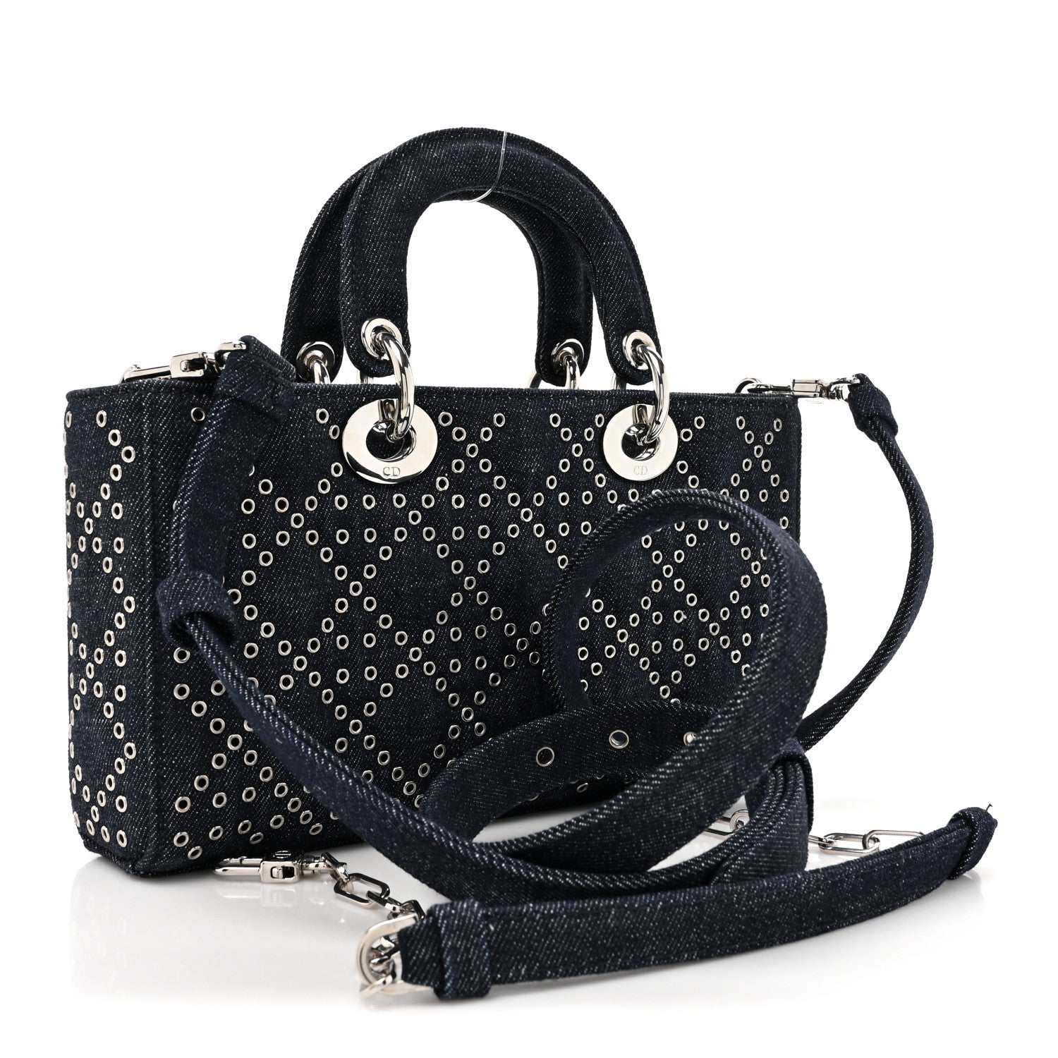 Christian Dior Denim Eyelet Lady D-Joy Blue 3 of 10