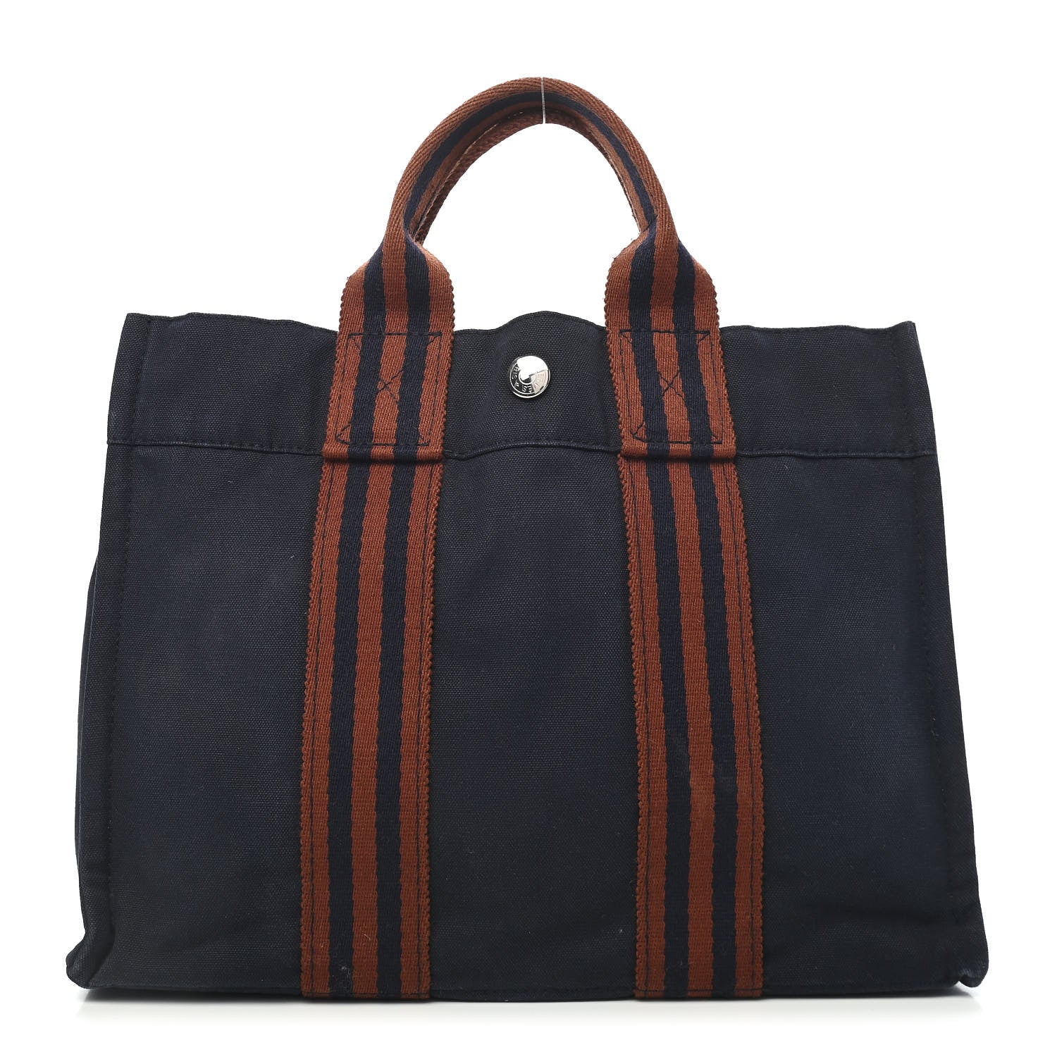 Hermes Canvas Tout Fourre PM Navy Brown 1 of 9
