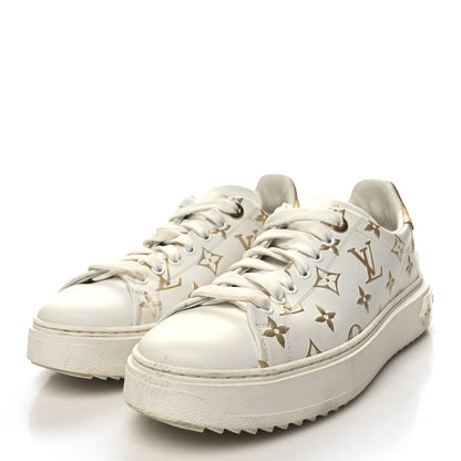 Louis Vuitton Calfskin Monogram Debossed Time Out Sneakers 40 Gold 3 of 9