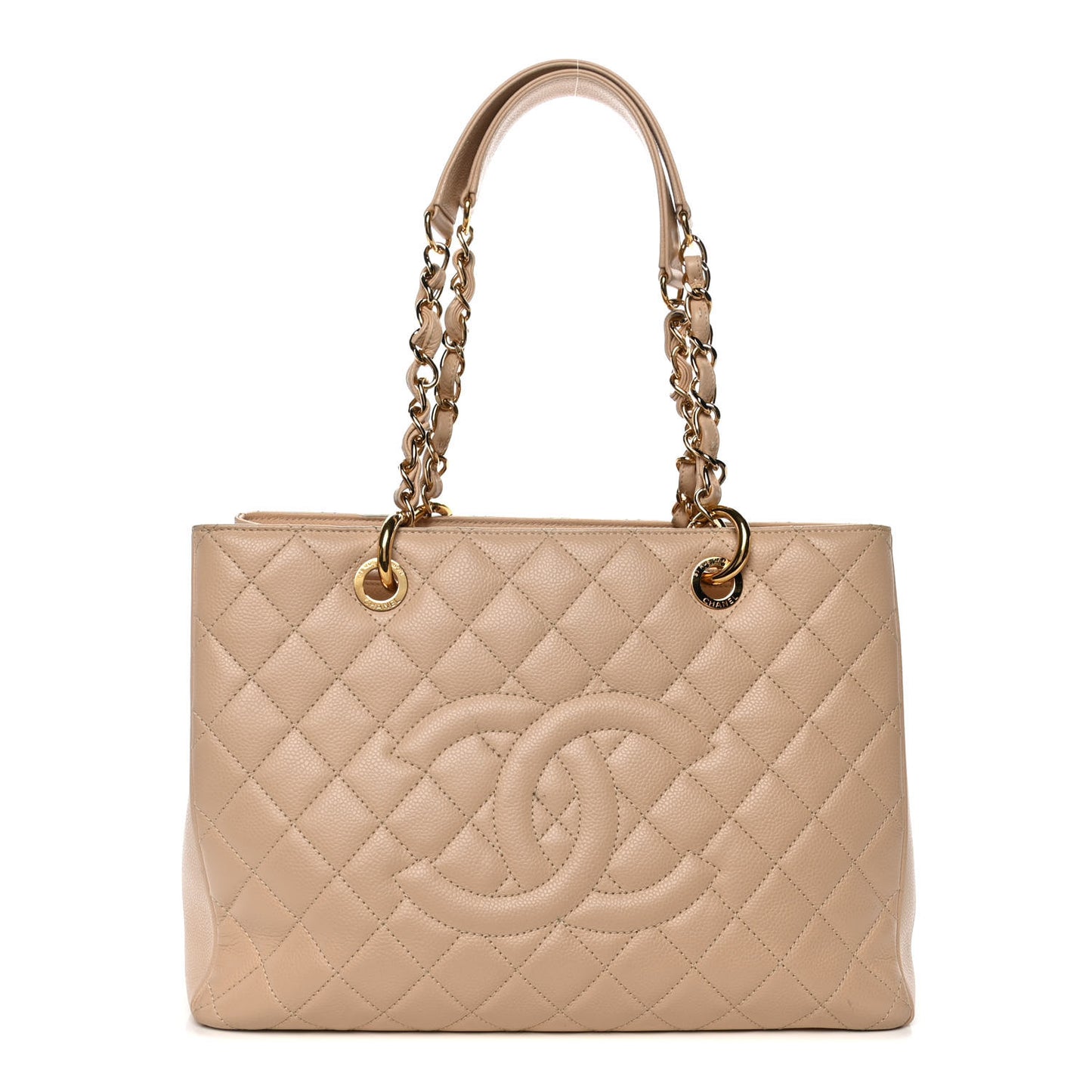 Caviar Quilted Grand Shopping Tote GST Beige Clair