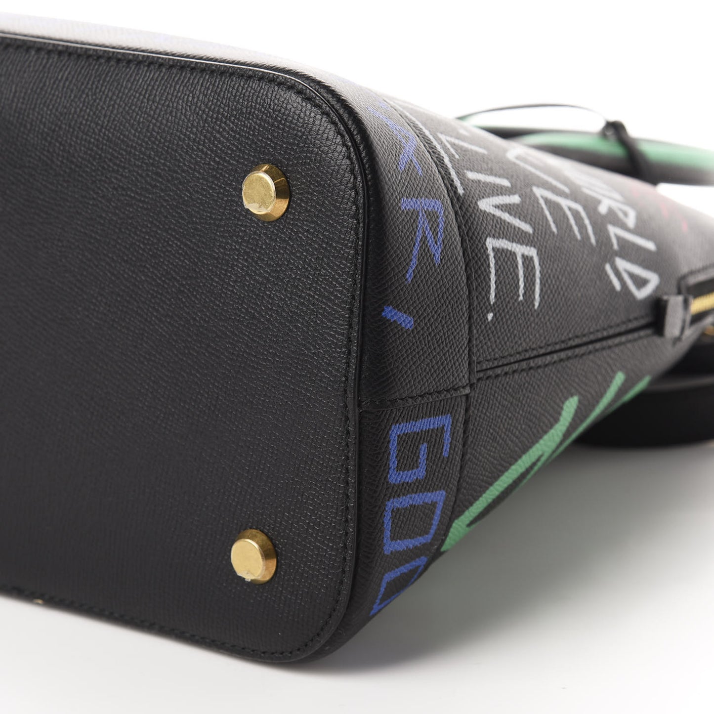 Signature Grained Calfskin Graffiti M Ville Top Handle Bag Black Multicolor