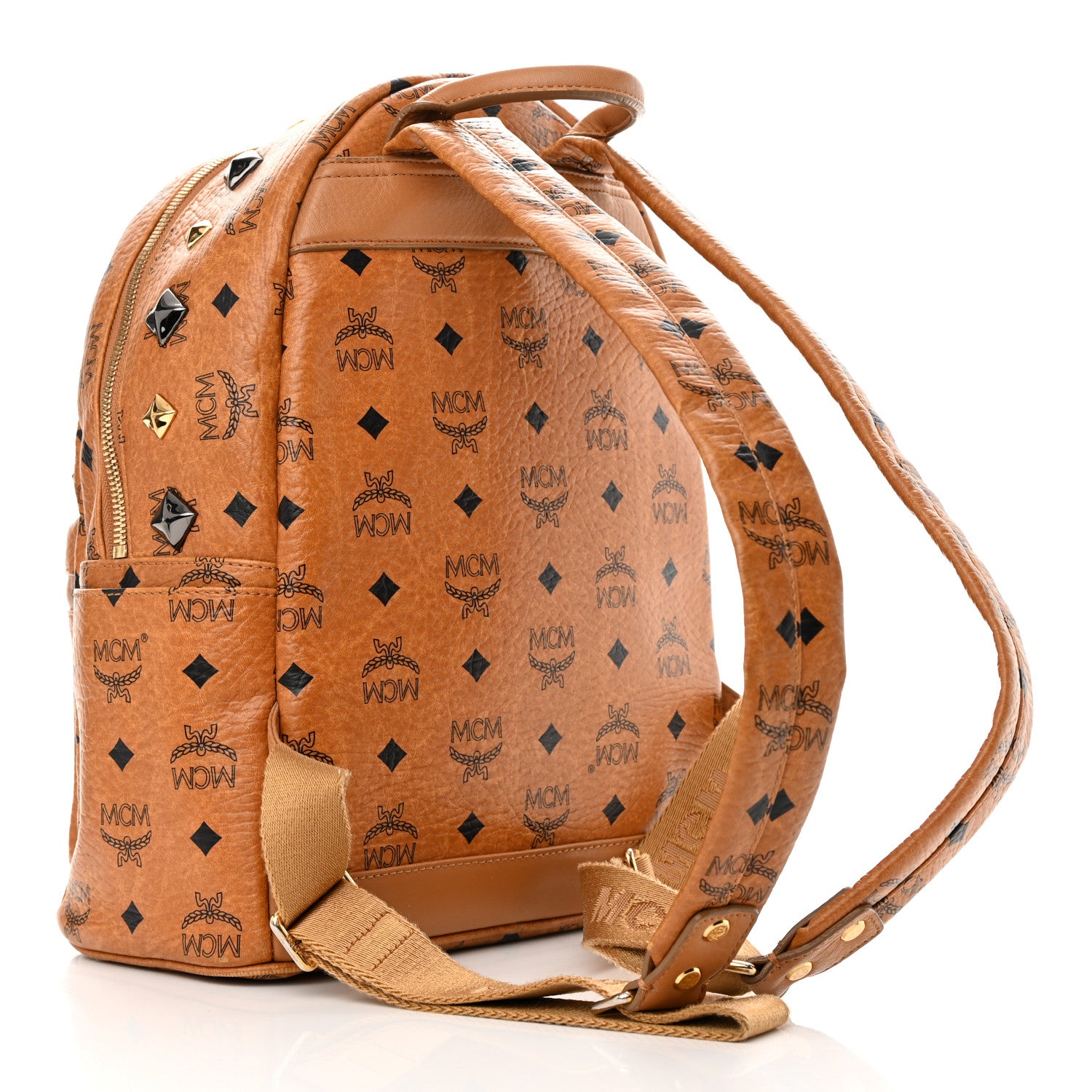 MCM Visetos Studded Small Stark M Backpack Cognac 3 of 15