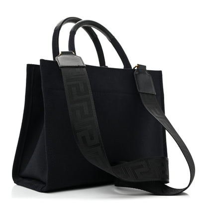 Versace Canvas Studded Small Logo Tote Bag Black 3 of 11