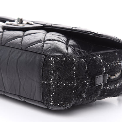 Chanel Aged Calfskin Tweed Jumbo New Portobello Flap Black 9 of 9