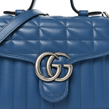 Gucci Calfskin Matelasse Aria Mini GG Marmont Top Handle Shoulder Bag Clear Blue 8 of 10