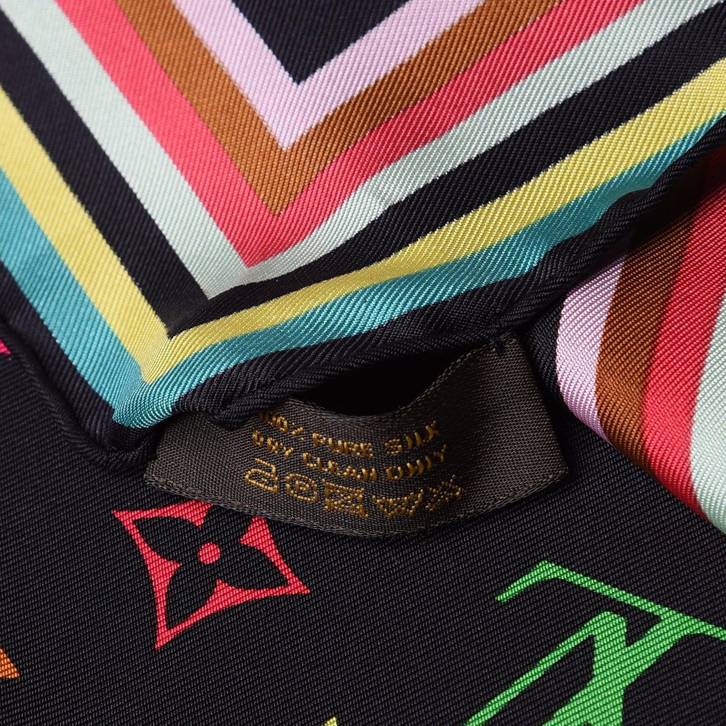 Silk Multicolor Eye Love Scarf Black