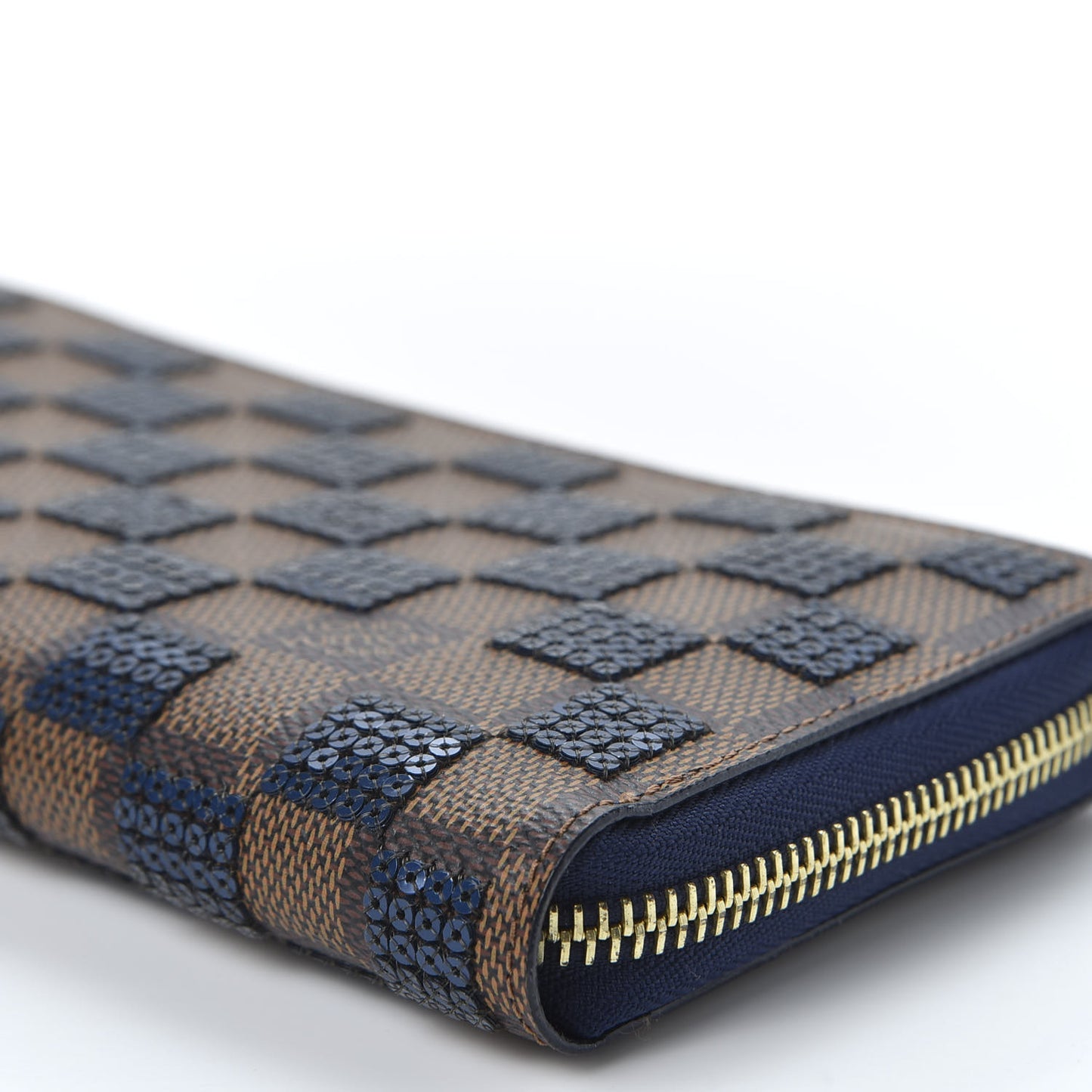 Damier Paillettes Zippy Wallet Blue