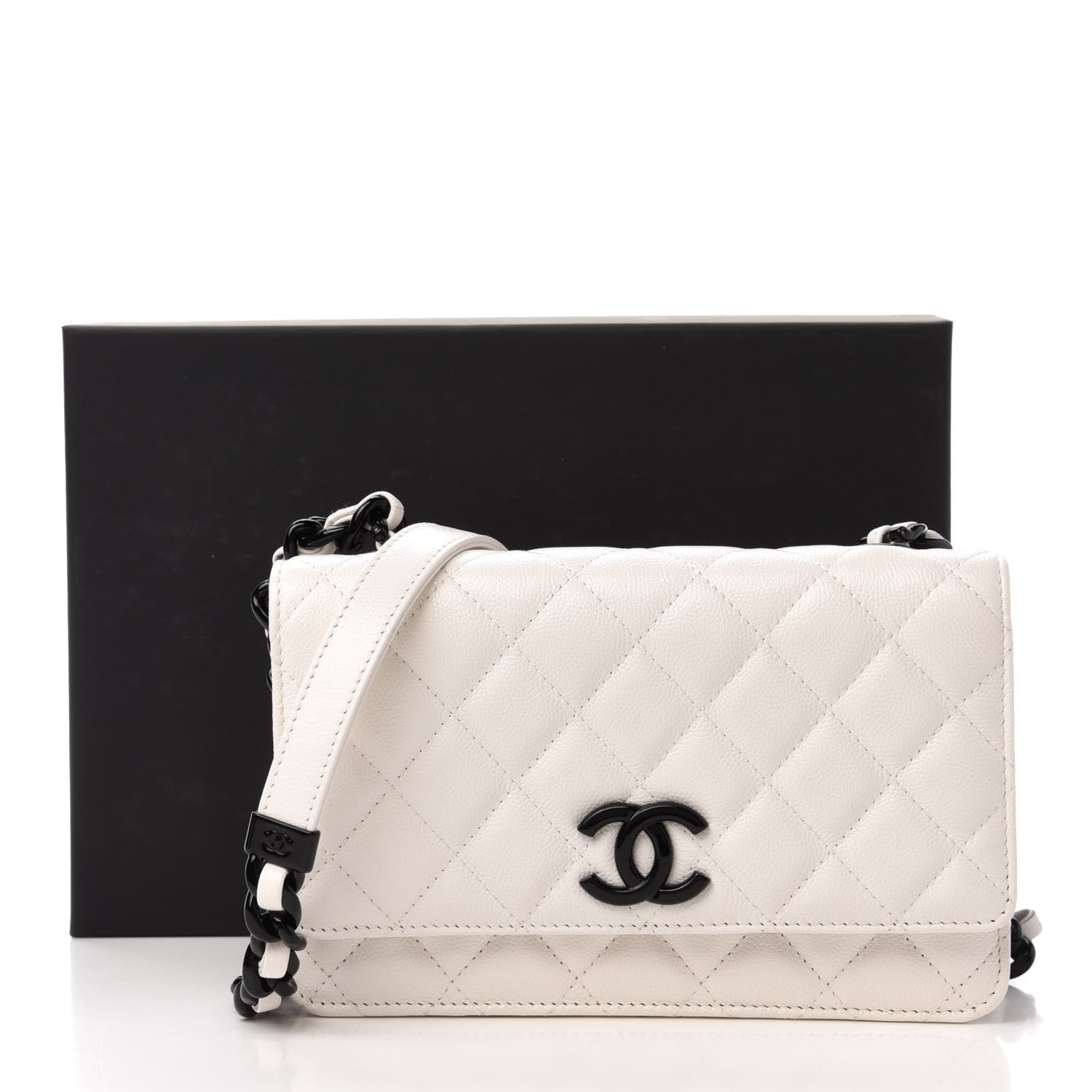 Chanel Caviar Quilted My Everything Wallet On Chain WOC White 12 of 12