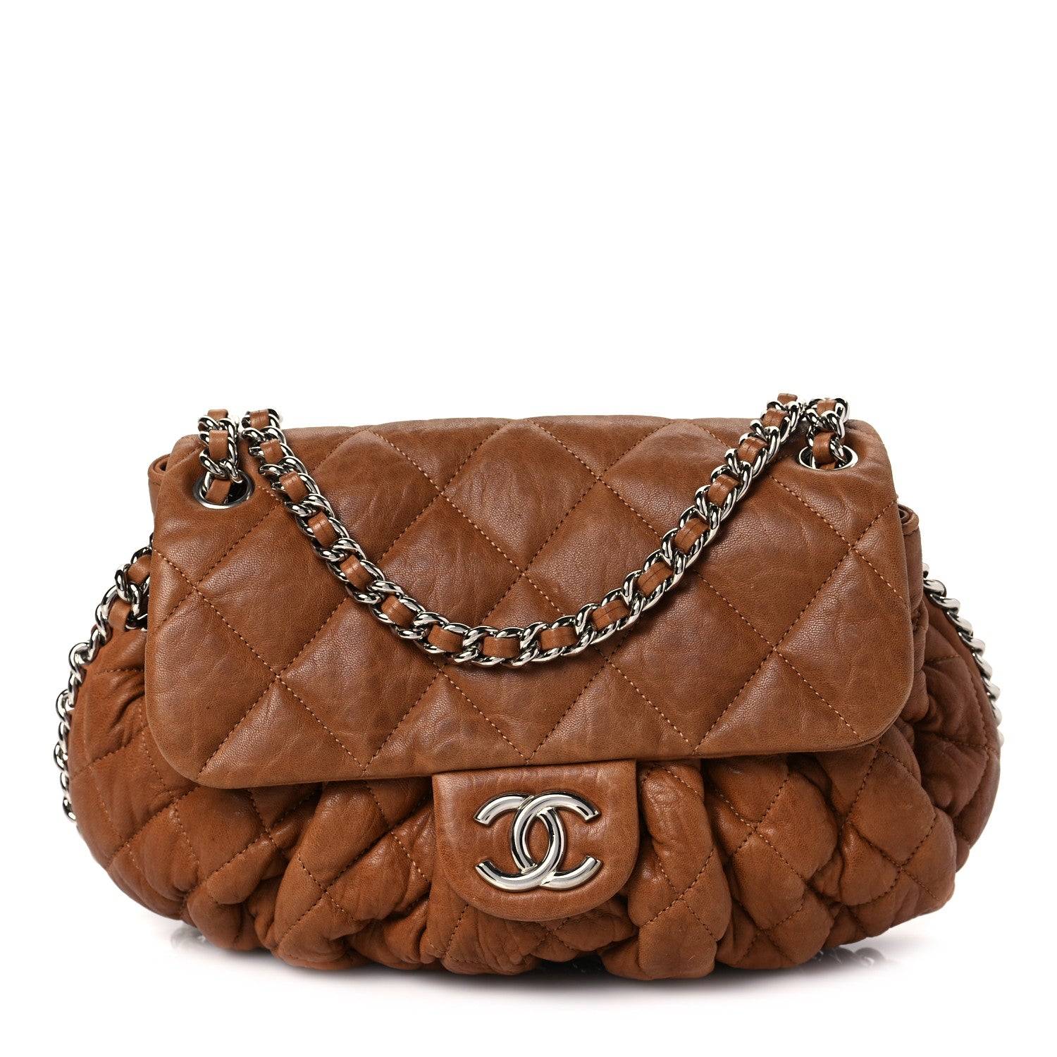 Chanel Washed Lambskin Quilted Medium Chain Around Messenger Dark Beige 1 of 7