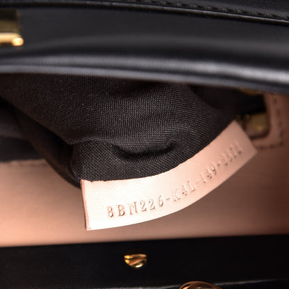 Fendi Vitello Morgan Shiny Nappa Medium Peekaboo Iconic Satchel Black Rosa Plaster 11 of 19