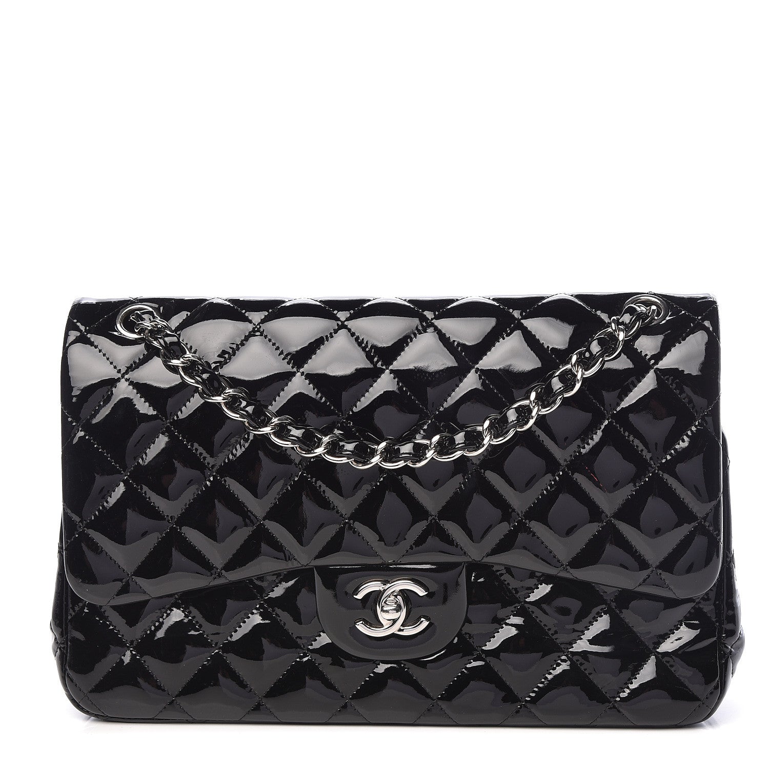 Chanel Patent Quilted Jumbo Double Flap Black 1 of 15