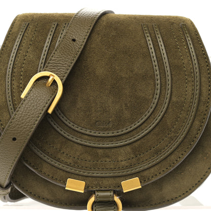 Chloe Suede Calfskin Mini Marcie Round Crossbody Bag Deep Olive 8 of 10