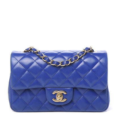 Chanel Lambskin Quilted Mini Rectangular Flap Blue 1 of 11