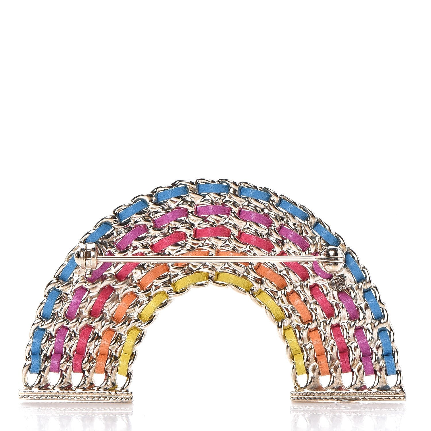 Chanel Lambskin Chain Rainbow CC Brooch Gold Multicolor 3 of 5