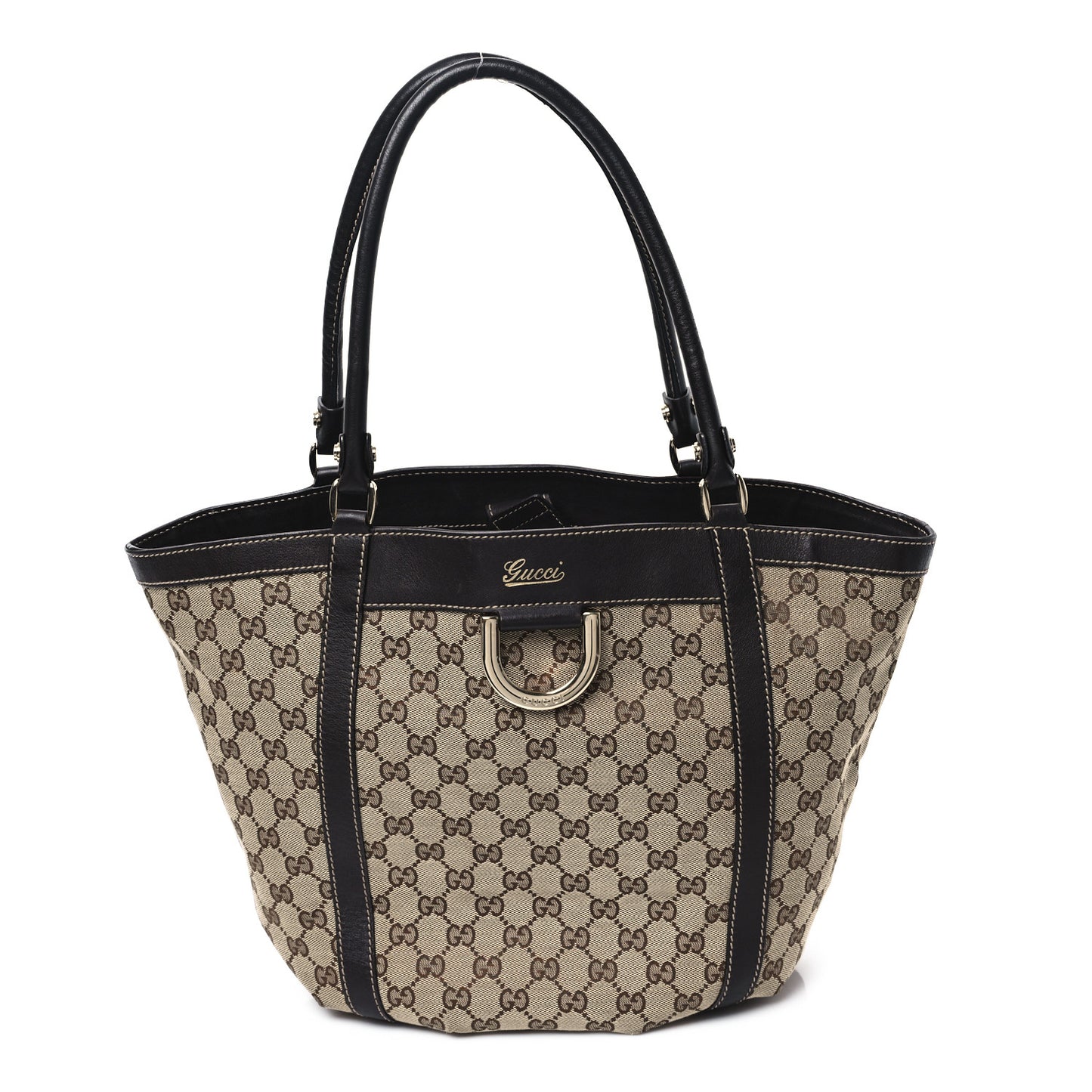Monogram Medium D Gold Tote Bag Brown