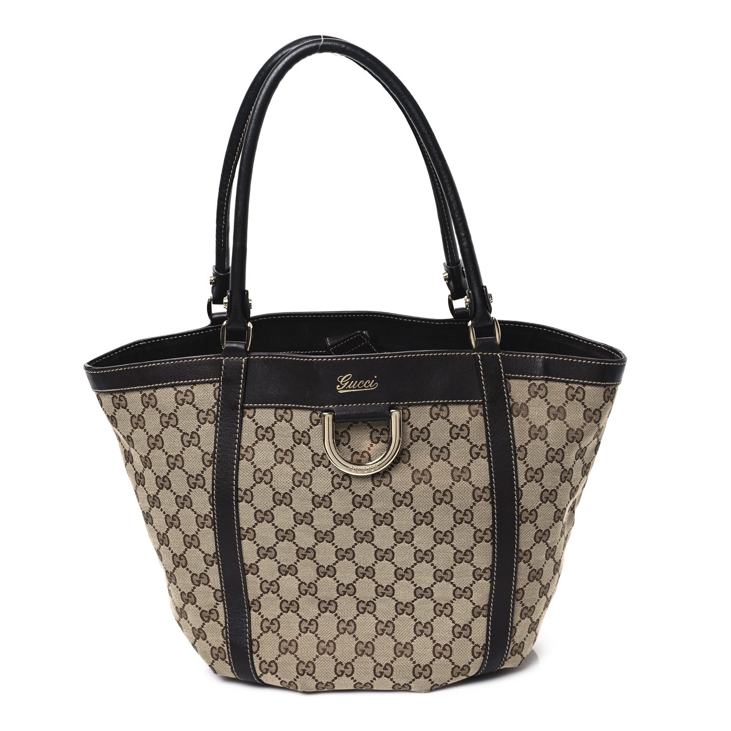 Gucci Monogram Medium D Gold Tote Bag Brown 1 of 10