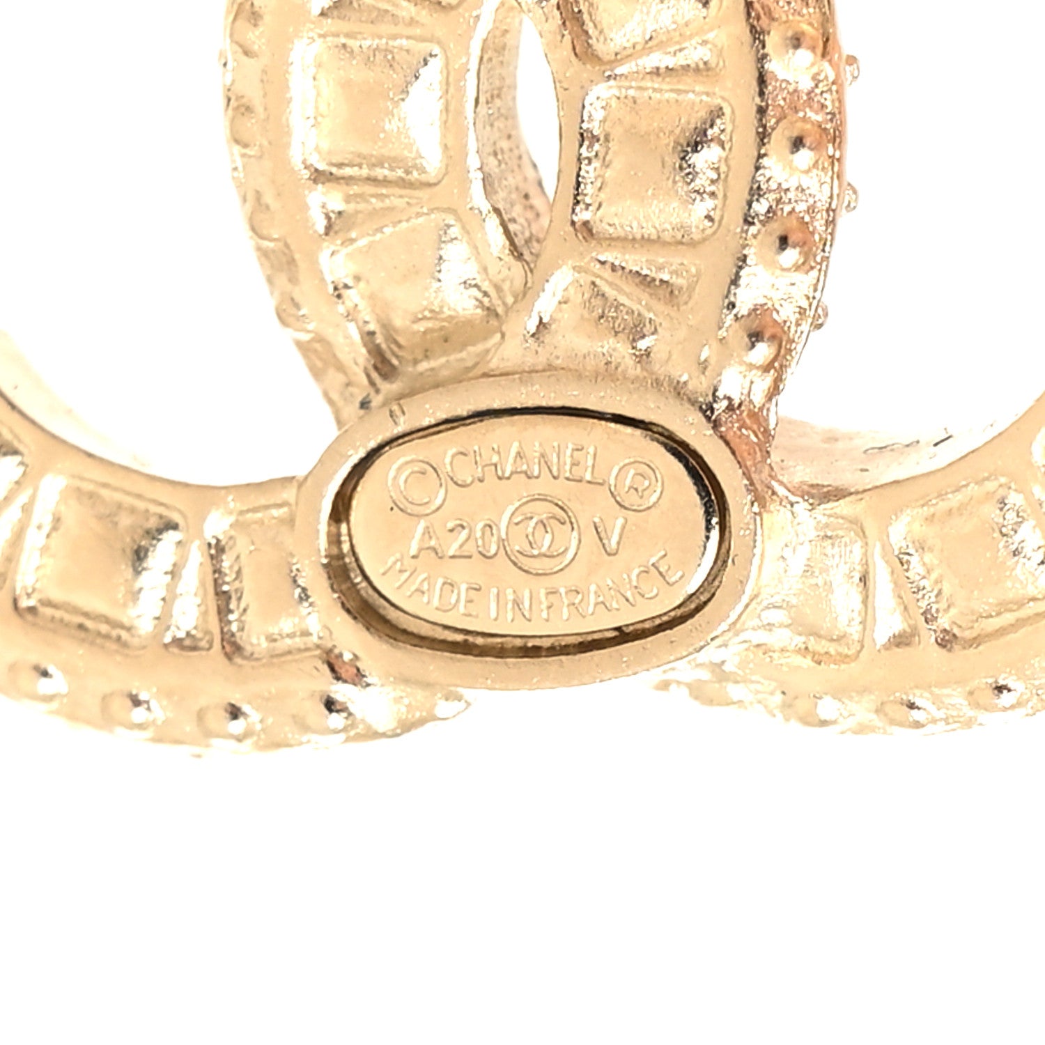Chanel Crystal Timeless CC Earrings Light Gold 4 of 5