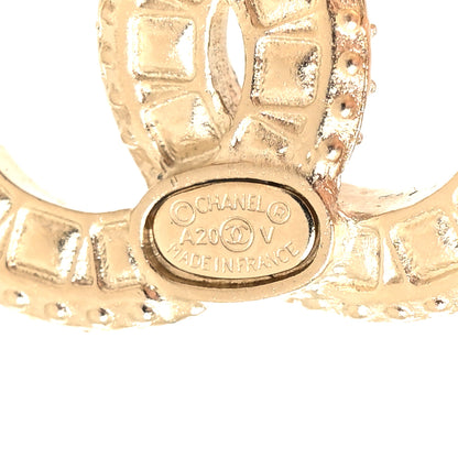 Chanel Crystal Timeless CC Earrings Light Gold 4 of 5