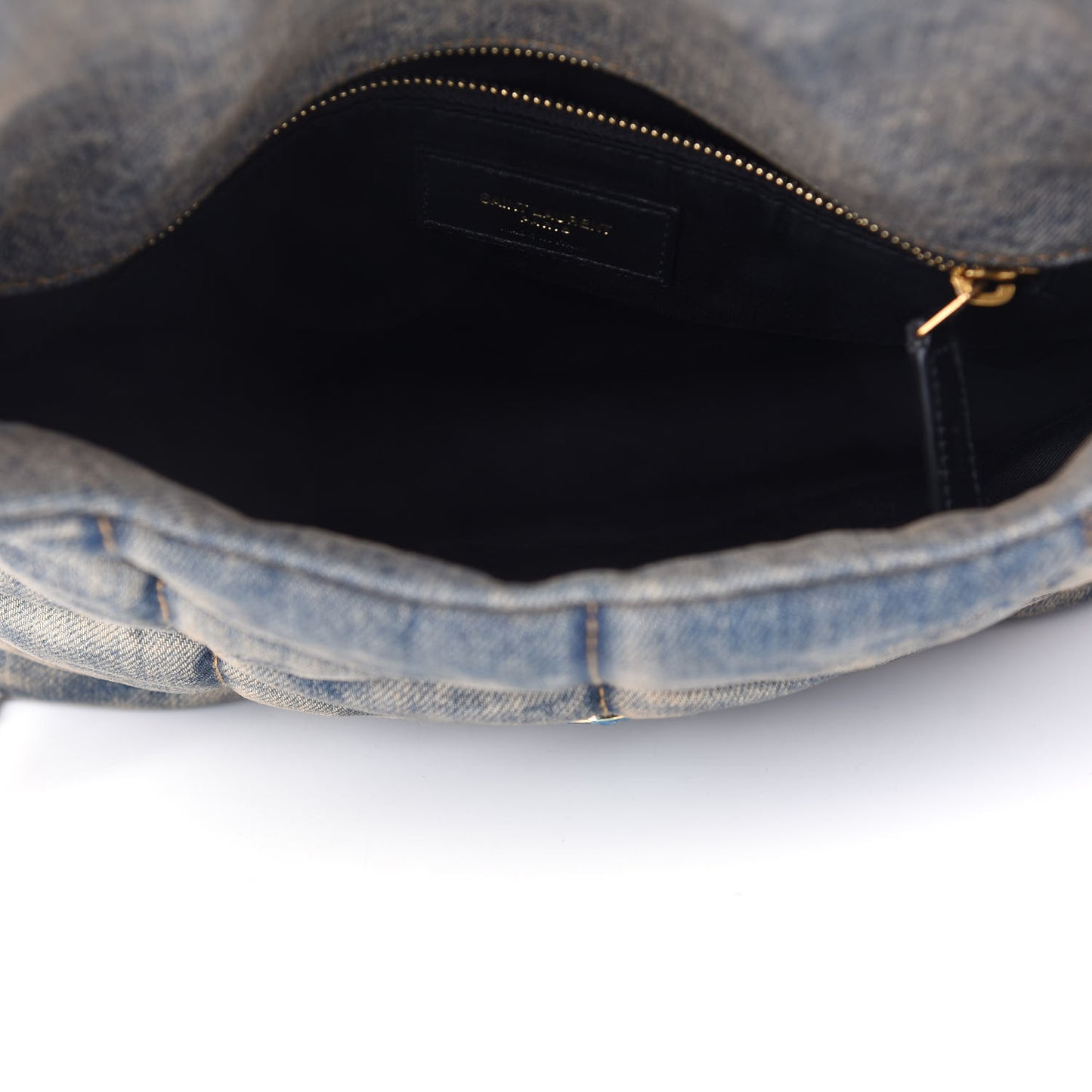 Denim Quilted Small Loulou Puffer Monogram Chain Satchel Blue Cinnamon