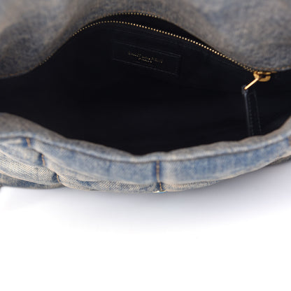 Saint Laurent Denim Quilted Small Loulou Puffer Monogram Chain Satchel Blue Cinnamon 5 of 8