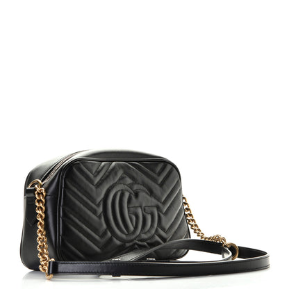Gucci Calfskin Matelasse Small GG Marmont Chain Shoulder Bag Black 2 of 5