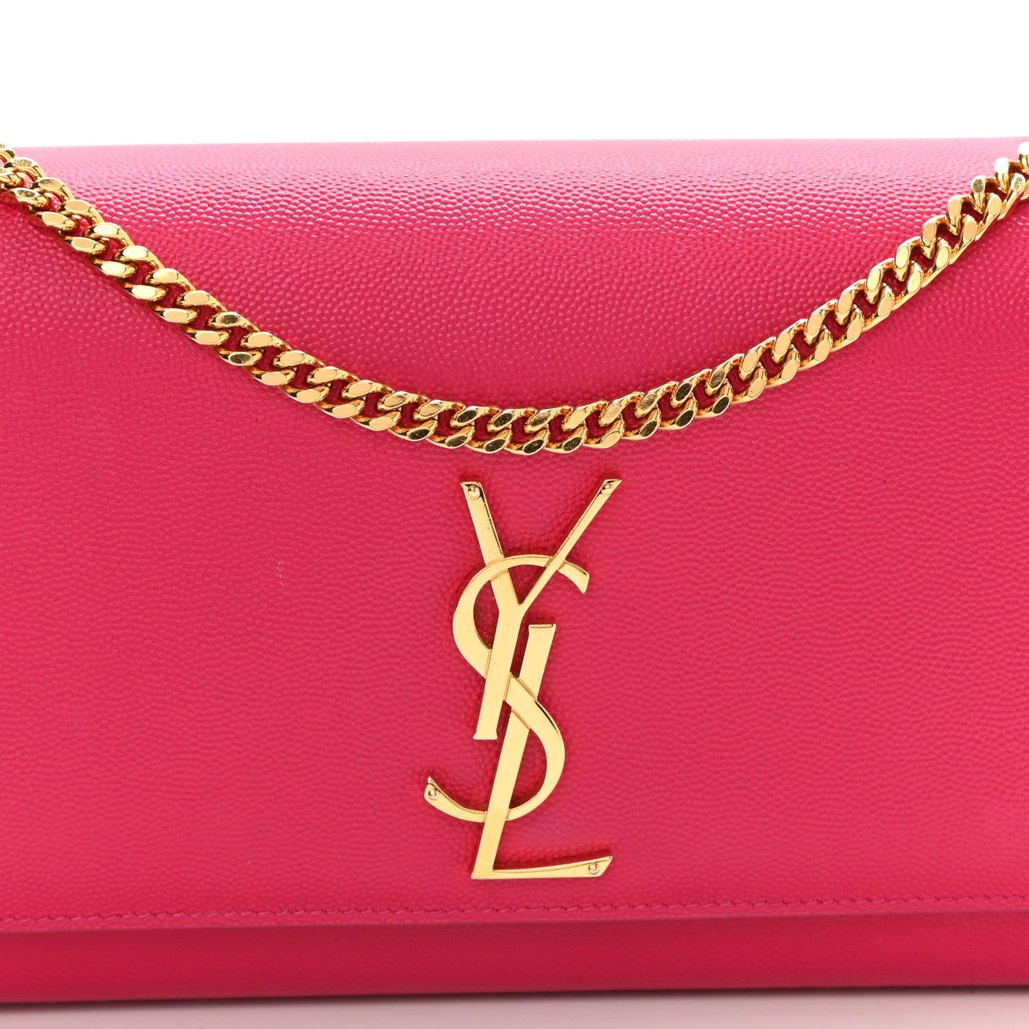 Saint Laurent Grain De Poudre Medium Monogram Kate Satchel Lipstick Fuchsia 7 of 9